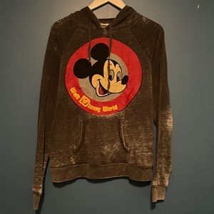 DISNEYLAND MICKEY MOUSE LIGHTWEIGHT BURNOUT GRAY HOODIE LONG SLEEVE